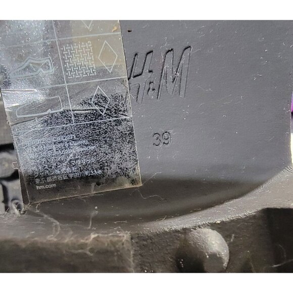 H&M Womens Black Leather Pull On Ankle Boots Chunky Heels Round Toe Size 39/8 - Picture 9 of 12